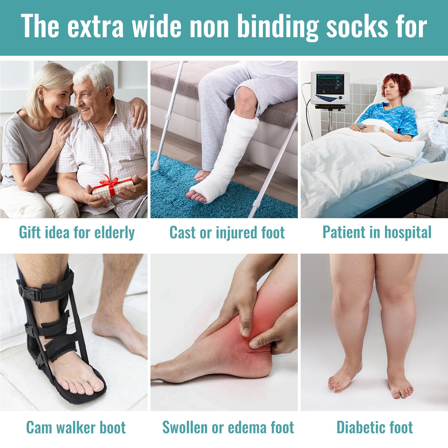 Extra Wide Non-Binding Socks | Premium Cushioned Mid-Calf Socks for Swollen Feet & Wide Calves