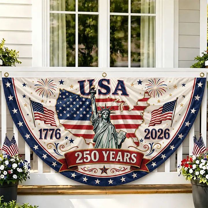 USA 250 Years Statue of Liberty Porch Banner & USA 250th Anniversary Porch Banner