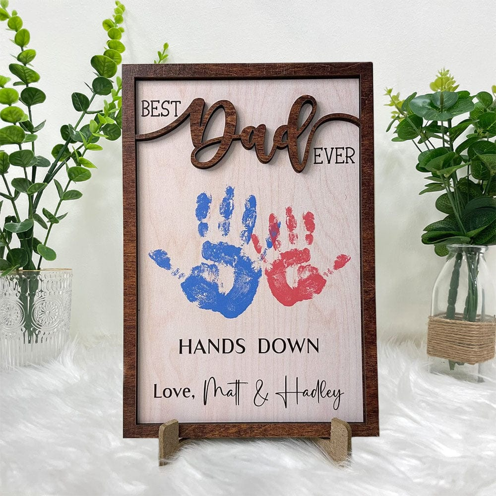 Best Dad Ever 2-Layered Wooden Plaque With Stand Personalized Gift