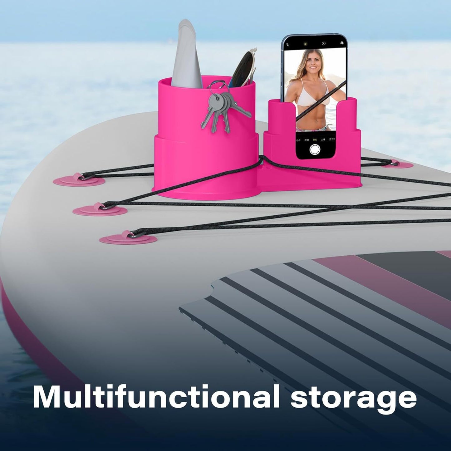 🌊 Universal SUP & Kayak Drink Holder | Waterproof PVC Bungee Mount Carrier for Phone & Drinks