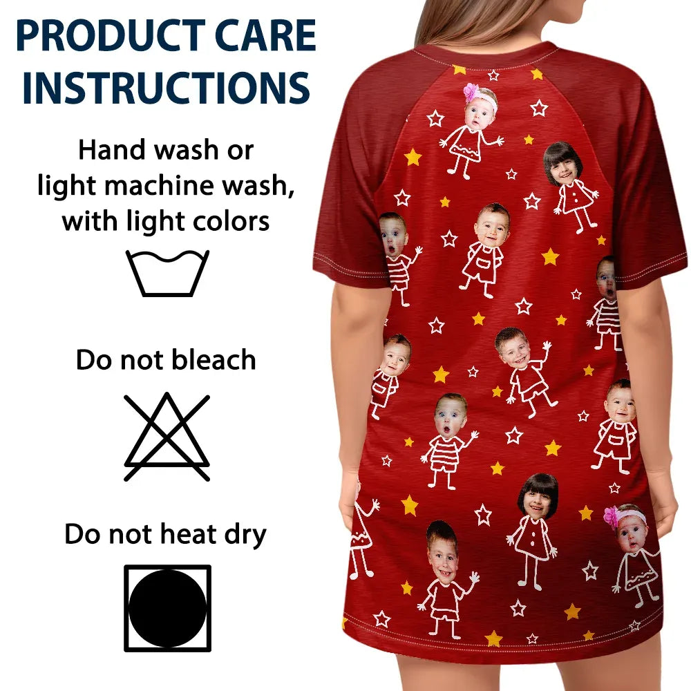 Custom Photo This Grandma Mom Belongs To Kids Pet - Personalized Women's Sleep Tee