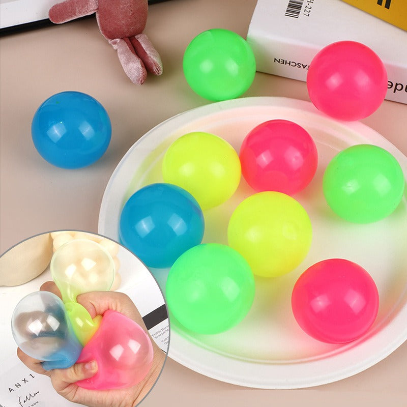 Glow-in-the-Dark Sticky Stress Balls - Luminous Ceiling Balls for Kids & Adults