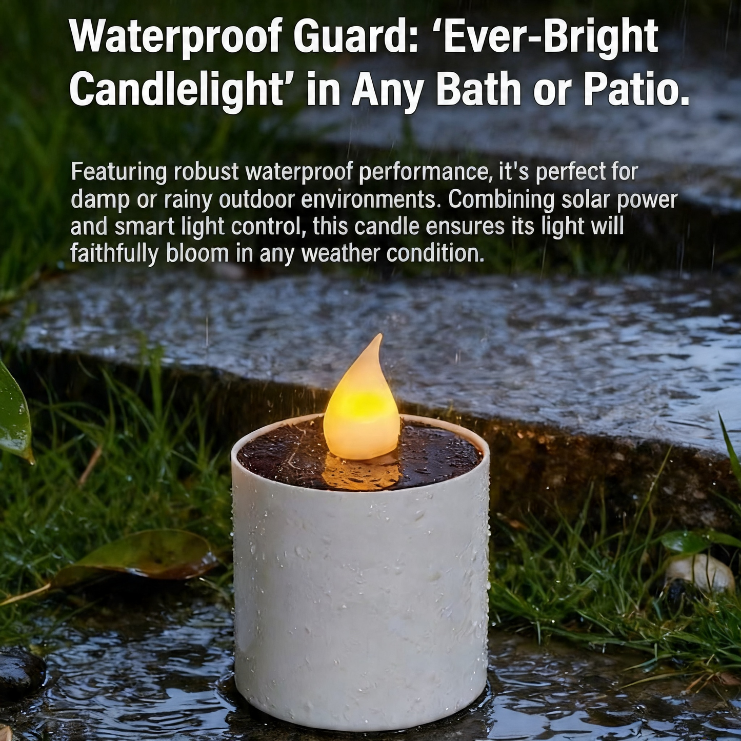 Solar powered simulation candle light, outdoor rainproof household night light!