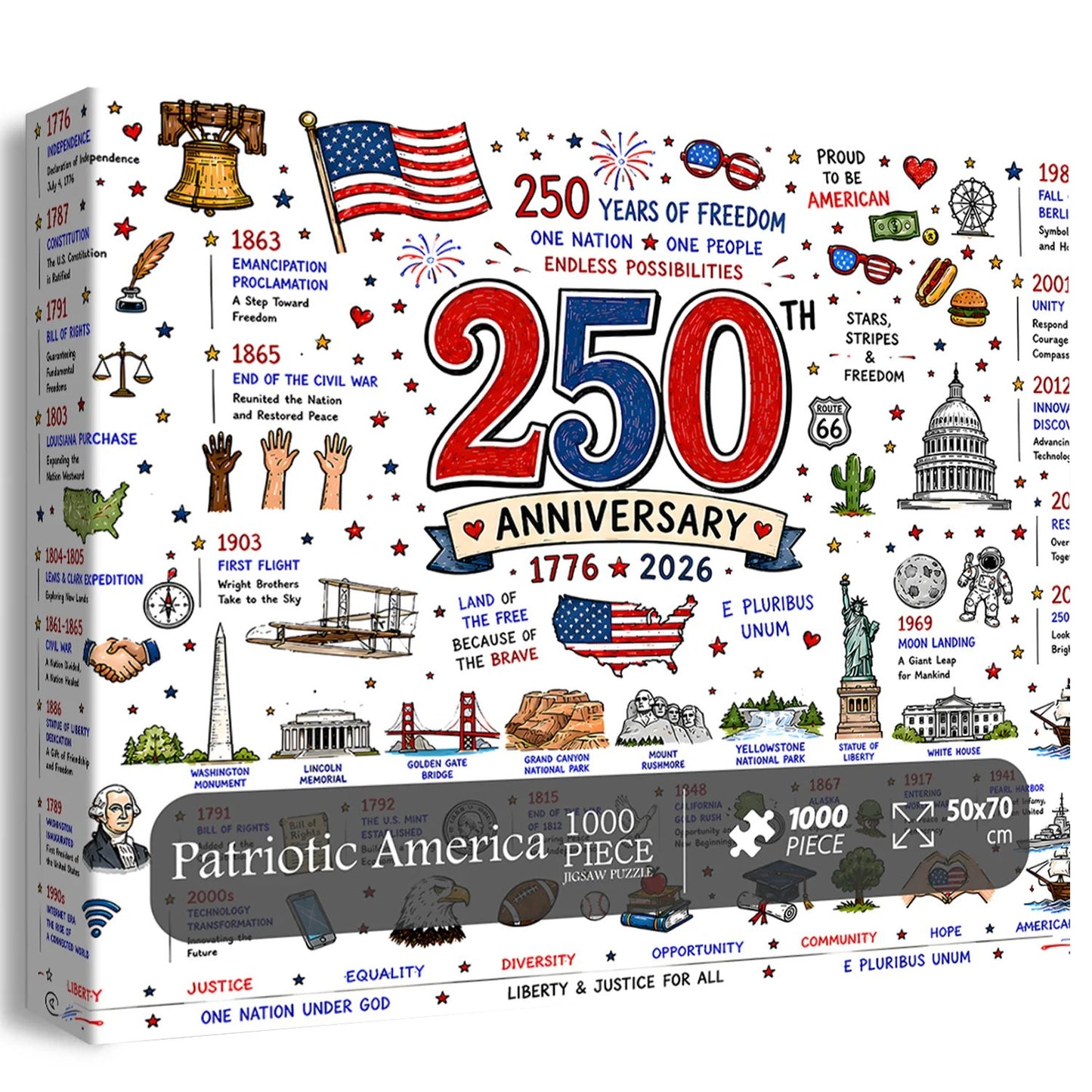 🧩 Patriotic America Jigsaw Puzzle 1000 Pieces 🎁 Free Shipping