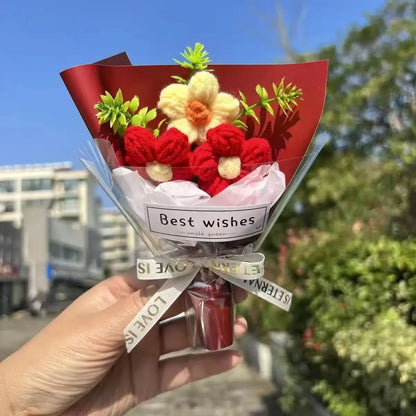 ✨ Handmade Crochet Mini Flower Bouquet | Eternal Floral Gift & Emotional Support Decor