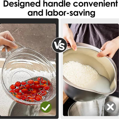 ✨ Crystal Clear Multifunctional Strainer Bowl | Wash Rice, Quinoa & Berries Effortlessly | Everyday Kitchen Essential