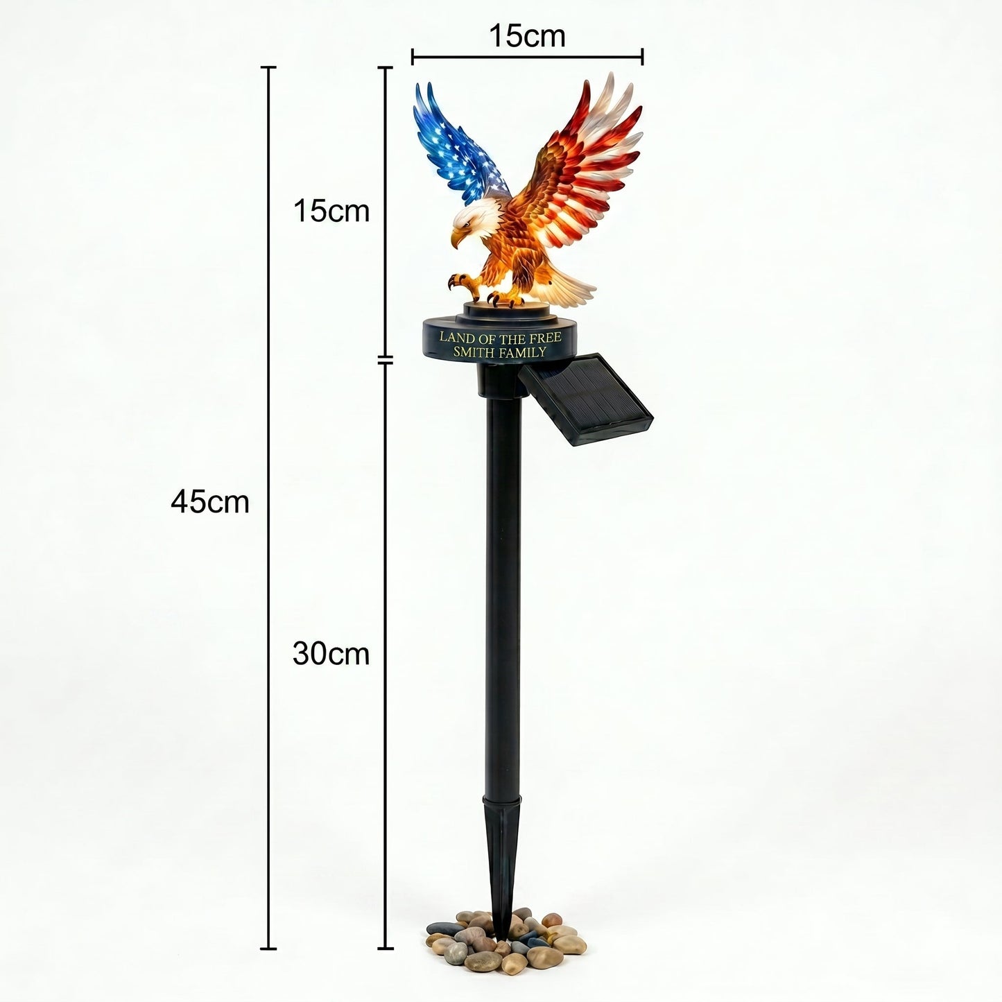 Personalized Solar Eagle Garden Light - A Glowing Tribute to American Freedom