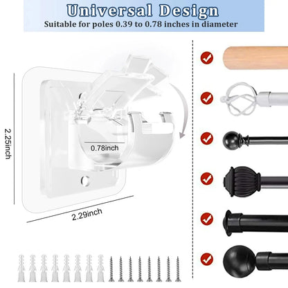 A set of 20PCS Curtain Rod Brackets with Clips,Transparent Drapery Hooks,Rod Hanging,Adjustable Rods Holder,Multipurposefor Curtain Rod Hooks for Livingroom Bathroom Kitchen Bedroom Toilet Apartment