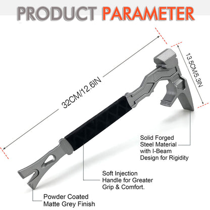 🔨 15-in-1 Heavy Duty Demolition Tool | Forged Steel Pry Bar & Multi-Hammer