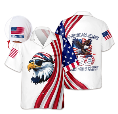 Custom Name American Pride Patriotic 250th Anniversary Eagle Hawaii Shirt