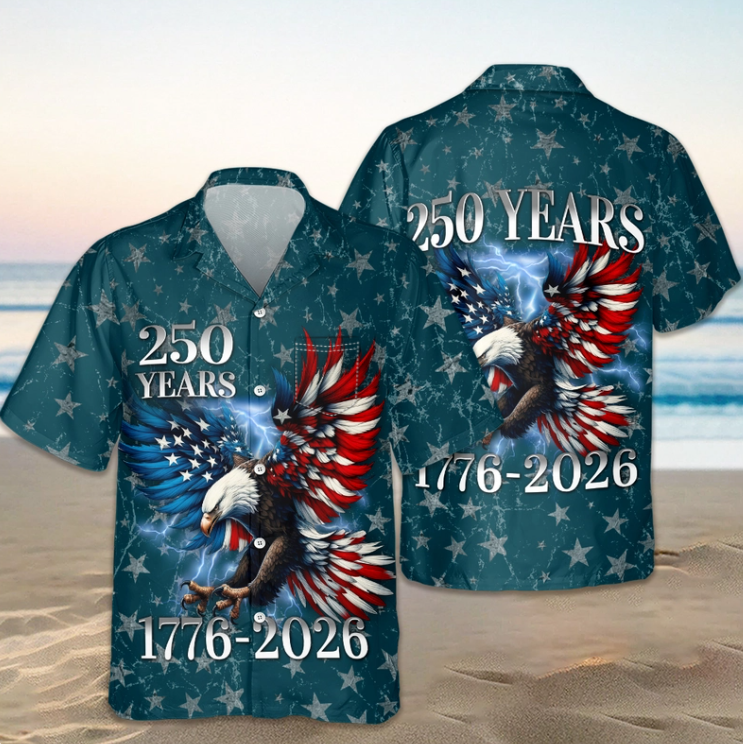 Personalized 250th Anniversary Eagle Patriotic American Hawaiian Shirts
