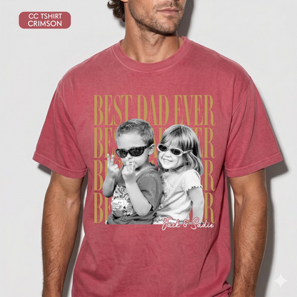 Custom Dad Vintage Photo Shirt: Personalized Fathers Day Shirt With Kids Photo, Funny Dad Shirt, Best Dad Ever Shirt, New Dad Gift