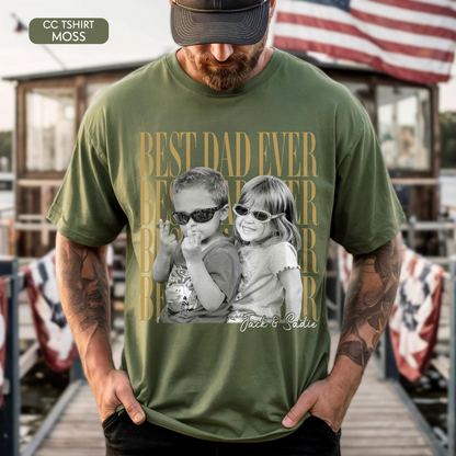 Custom Dad Vintage Photo Shirt: Personalized Fathers Day Shirt With Kids Photo, Funny Dad Shirt, Best Dad Ever Shirt, New Dad Gift