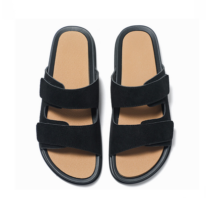 Leather Velcro Soft Bottom Beach Men's Slippers