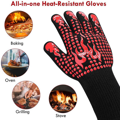 1472°F Extreme Heat Resistant BBQ Gloves | Premium Aramid Grilling, Smoker & Oven Mitts
