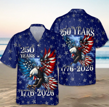 Personalized 250th Anniversary Eagle Patriotic American Hawaiian Shirts