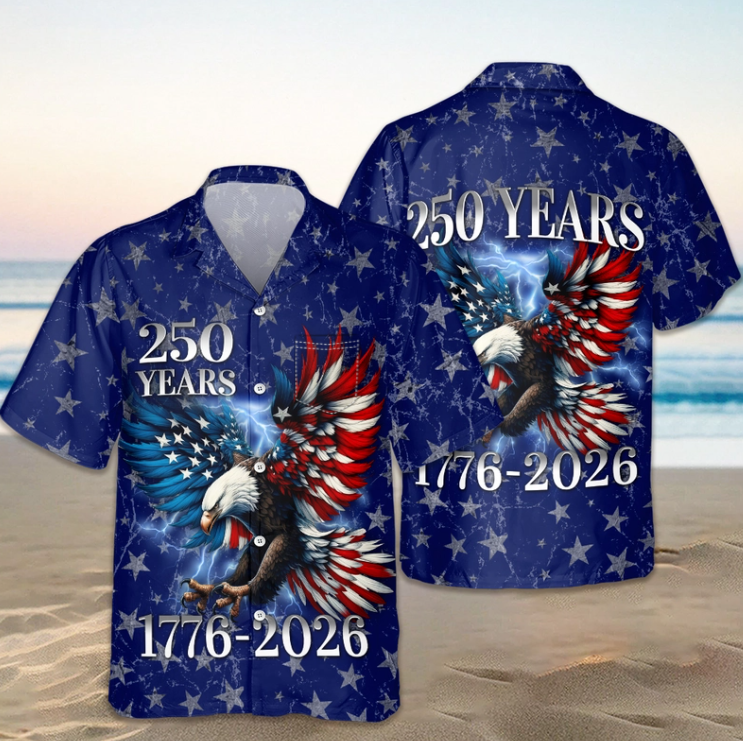 Personalized 250th Anniversary Eagle Patriotic American Hawaiian Shirts