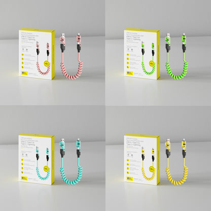 4-in-1 Coiled Fast Charging Cable | 65W Retractable Cord for Car & Desk