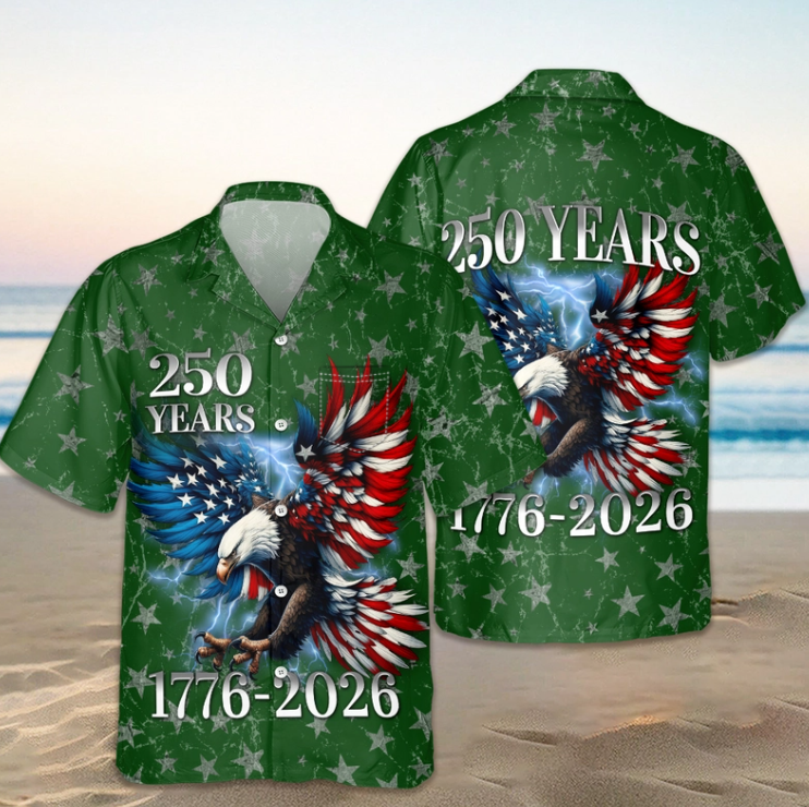 Personalized 250th Anniversary Eagle Patriotic American Hawaiian Shirts