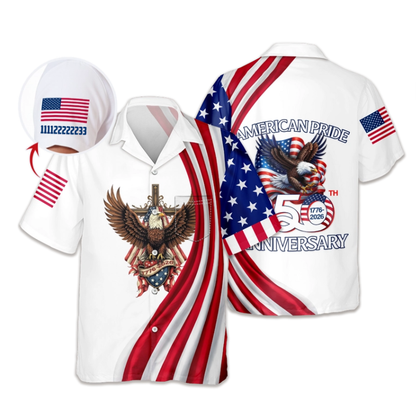 Custom Name American Pride Patriotic 250th Anniversary Eagle Hawaii Shirt