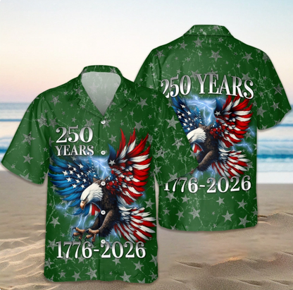 Personalized 250th Anniversary Eagle Patriotic American Hawaiian Shirts