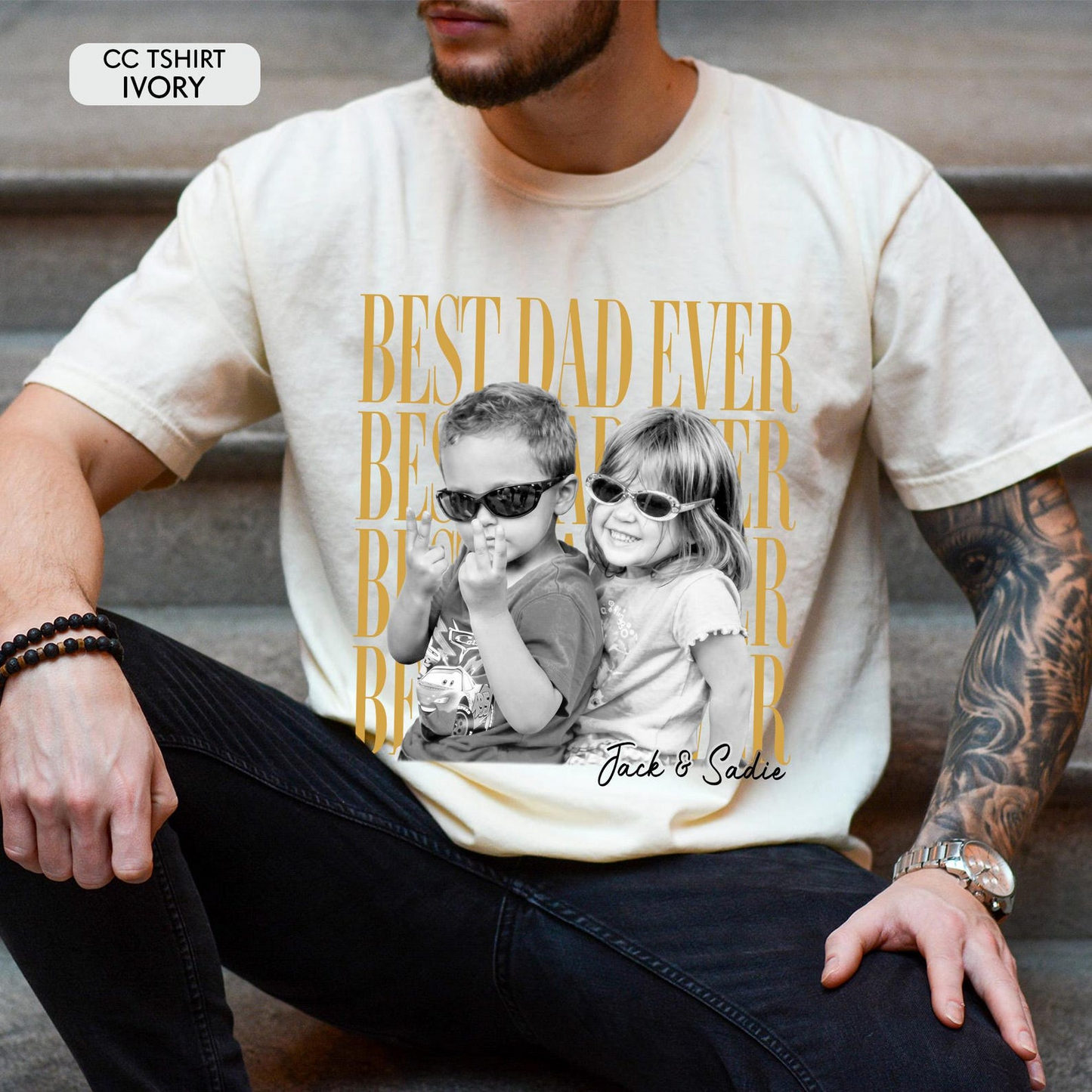 Custom Dad Vintage Photo Shirt: Personalized Fathers Day Shirt With Kids Photo, Funny Dad Shirt, Best Dad Ever Shirt, New Dad Gift