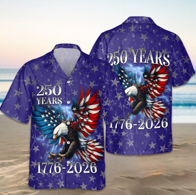 Personalized 250th Anniversary Eagle Patriotic American Hawaiian Shirts