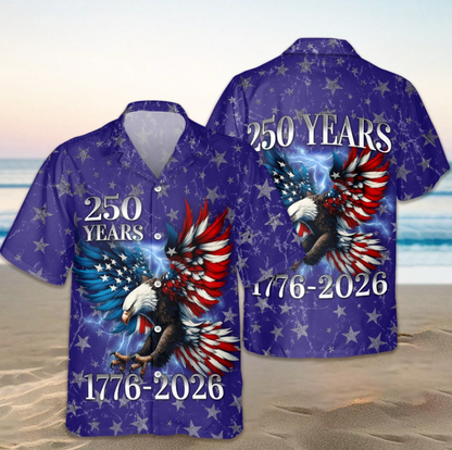 Personalized 250th Anniversary Eagle Patriotic American Hawaiian Shirts