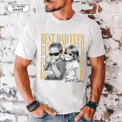 Custom Dad Vintage Photo Shirt: Personalized Fathers Day Shirt With Kids Photo, Funny Dad Shirt, Best Dad Ever Shirt, New Dad Gift