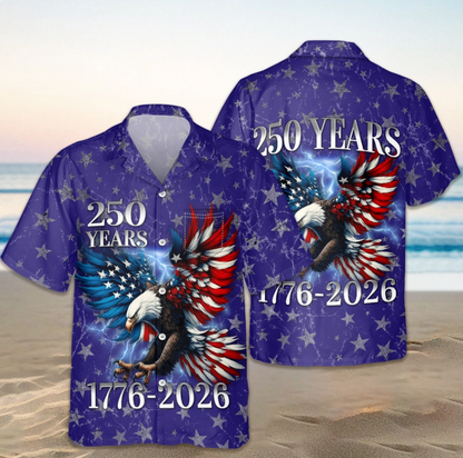 Personalized 250th Anniversary Eagle Patriotic American Hawaiian Shirts