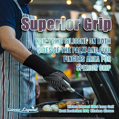 1472°F Extreme Heat Resistant BBQ Gloves | Premium Aramid Grilling, Smoker & Oven Mitts