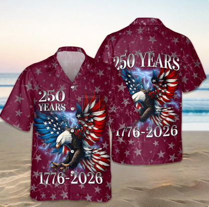 Personalized 250th Anniversary Eagle Patriotic American Hawaiian Shirts