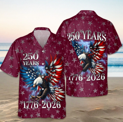 Personalized 250th Anniversary Eagle Patriotic American Hawaiian Shirts