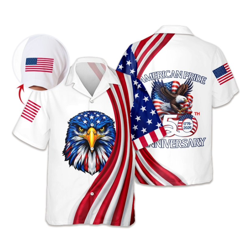 Custom Name American Pride Patriotic 250th Anniversary Eagle Hawaii Shirt
