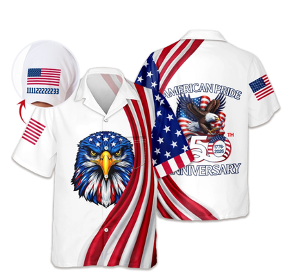Custom Name American Pride Patriotic 250th Anniversary Eagle Hawaii Shirt