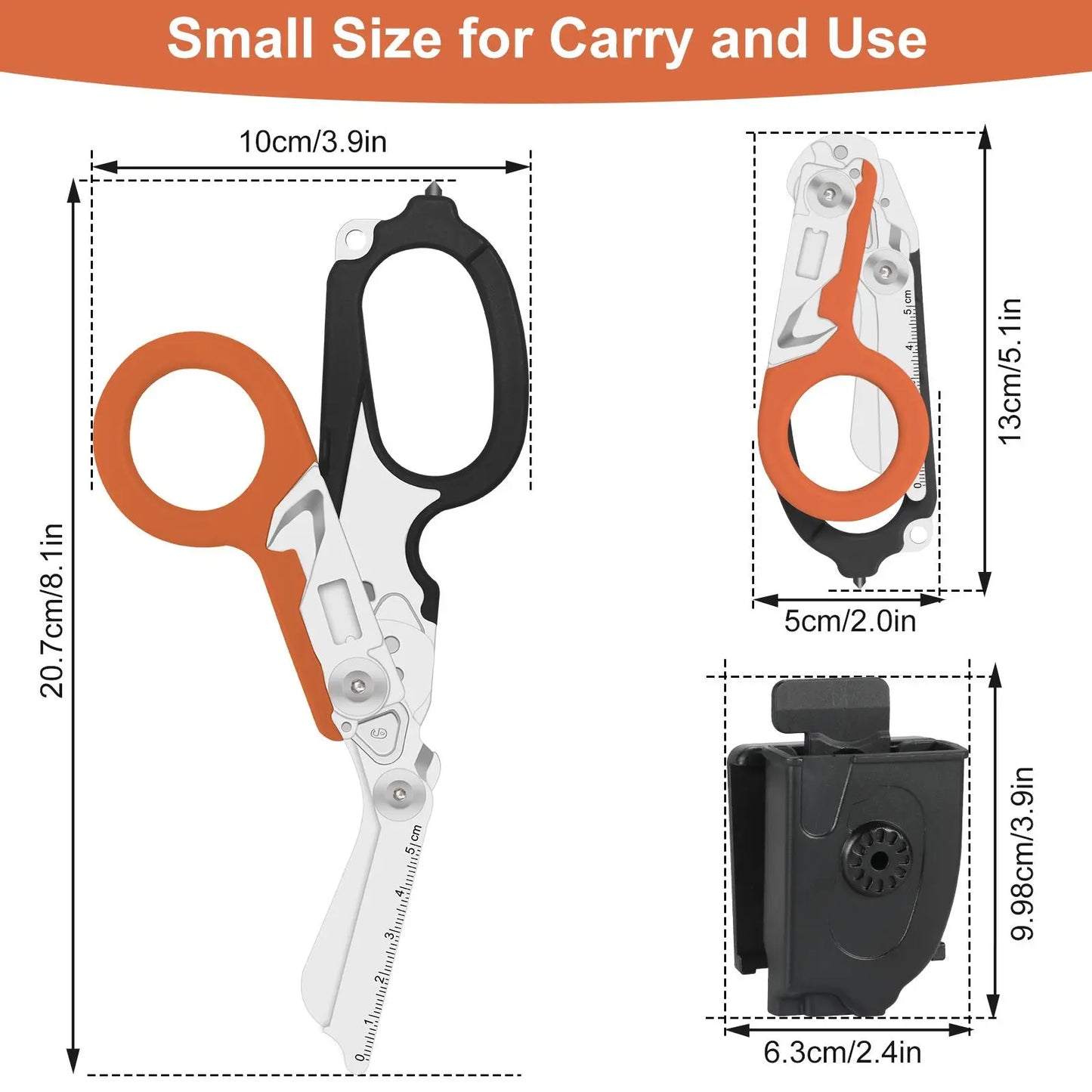 🚑 6-in-1 Tactical Folding Shears | Emergency Trauma Scissors & EDC Multi-Tool with Holster