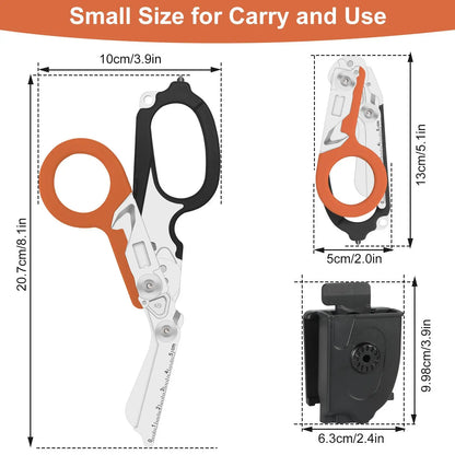 🚑 6-in-1 Tactical Folding Shears | Emergency Trauma Scissors & EDC Multi-Tool with Holster