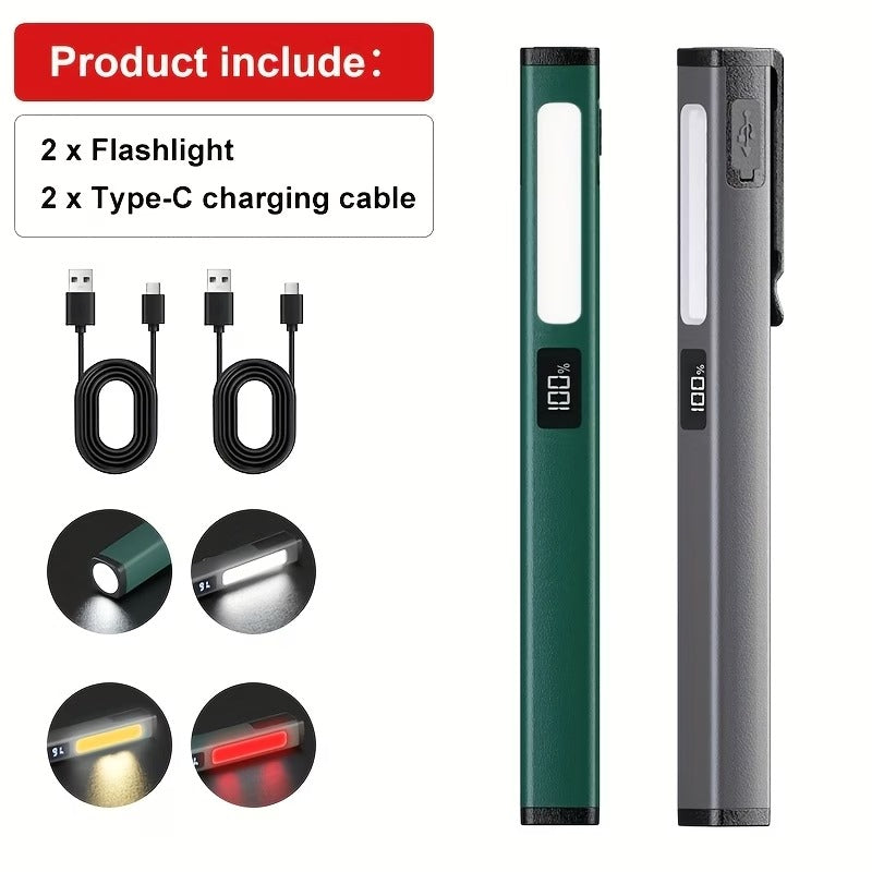6-in-1 Magnetic EDC Penlight | Rechargeable Inspection & Auto Work Light with LED Display