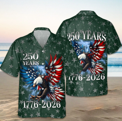 Personalized 250th Anniversary Eagle Patriotic American Hawaiian Shirts