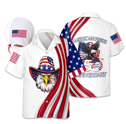 Custom Name American Pride Patriotic 250th Anniversary Eagle Hawaii Shirt
