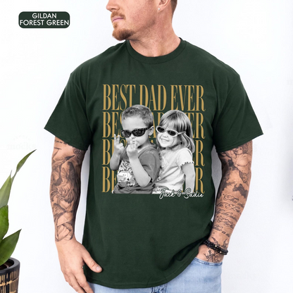 Custom Dad Vintage Photo Shirt: Personalized Fathers Day Shirt With Kids Photo, Funny Dad Shirt, Best Dad Ever Shirt, New Dad Gift