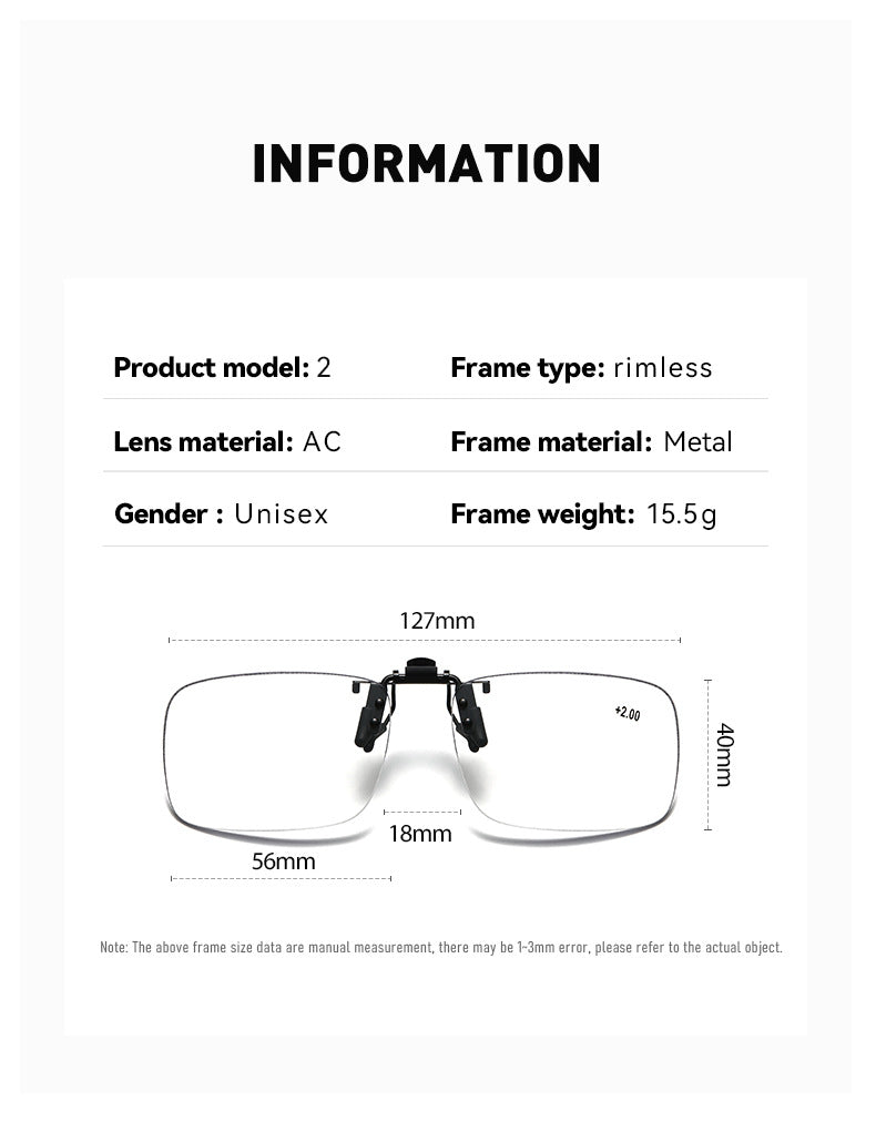 Photochromic Progressive Multifocal Clip-On Reading Glasses | Anti-Blue Light & Flip-Up Lenses