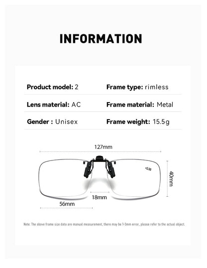 Photochromic Progressive Multifocal Clip-On Reading Glasses | Anti-Blue Light & Flip-Up Lenses