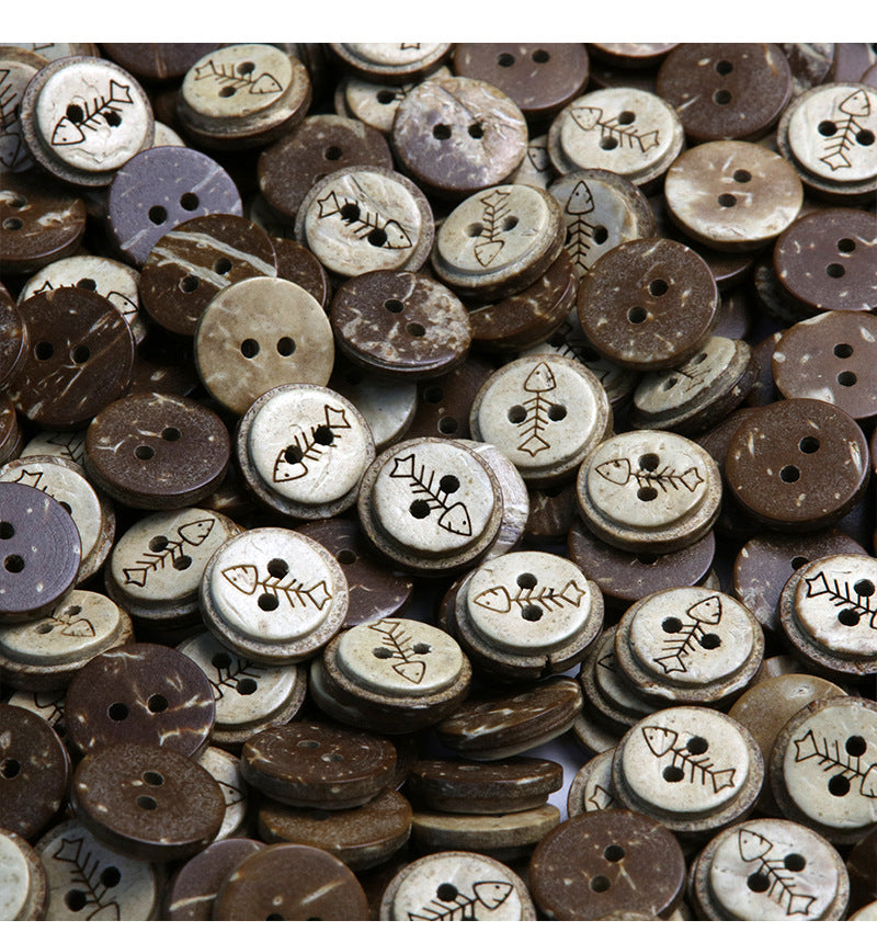 Vintage Distressed Coconut Shell Buttons — For Sweaters, Cardigans & DIY Crafts