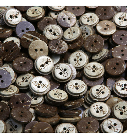 Vintage Distressed Coconut Shell Buttons — For Sweaters, Cardigans & DIY Crafts