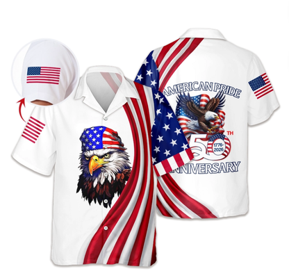 Custom Name American Pride Patriotic 250th Anniversary Eagle Hawaii Shirt