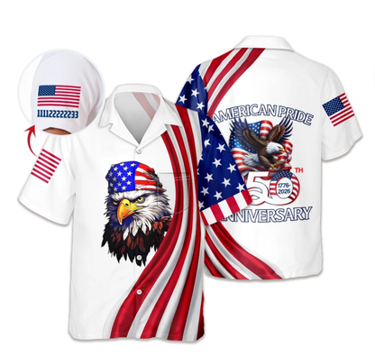 Custom Name American Pride Patriotic 250th Anniversary Eagle Hawaii Shirt