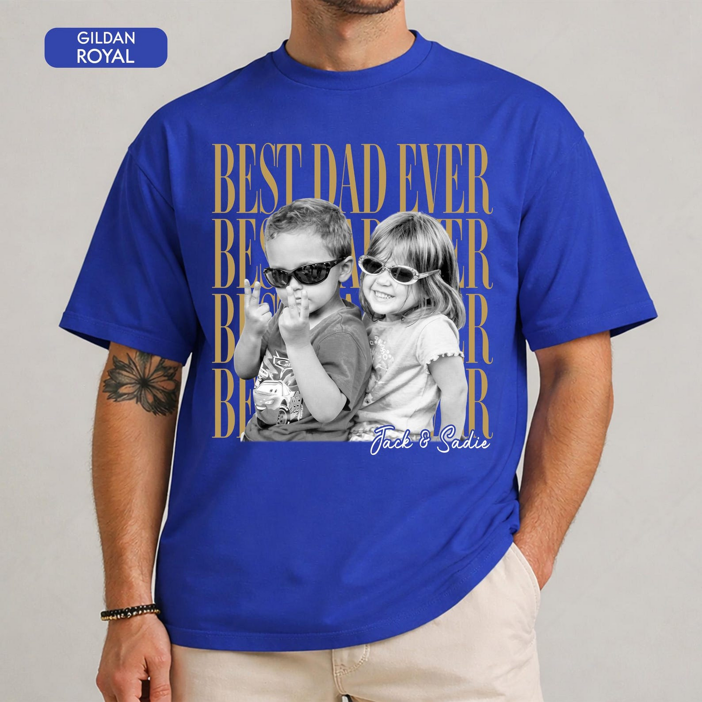 Custom Dad Vintage Photo Shirt: Personalized Fathers Day Shirt With Kids Photo, Funny Dad Shirt, Best Dad Ever Shirt, New Dad Gift