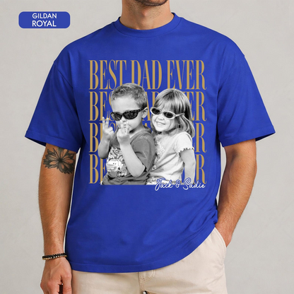 Custom Dad Vintage Photo Shirt: Personalized Fathers Day Shirt With Kids Photo, Funny Dad Shirt, Best Dad Ever Shirt, New Dad Gift