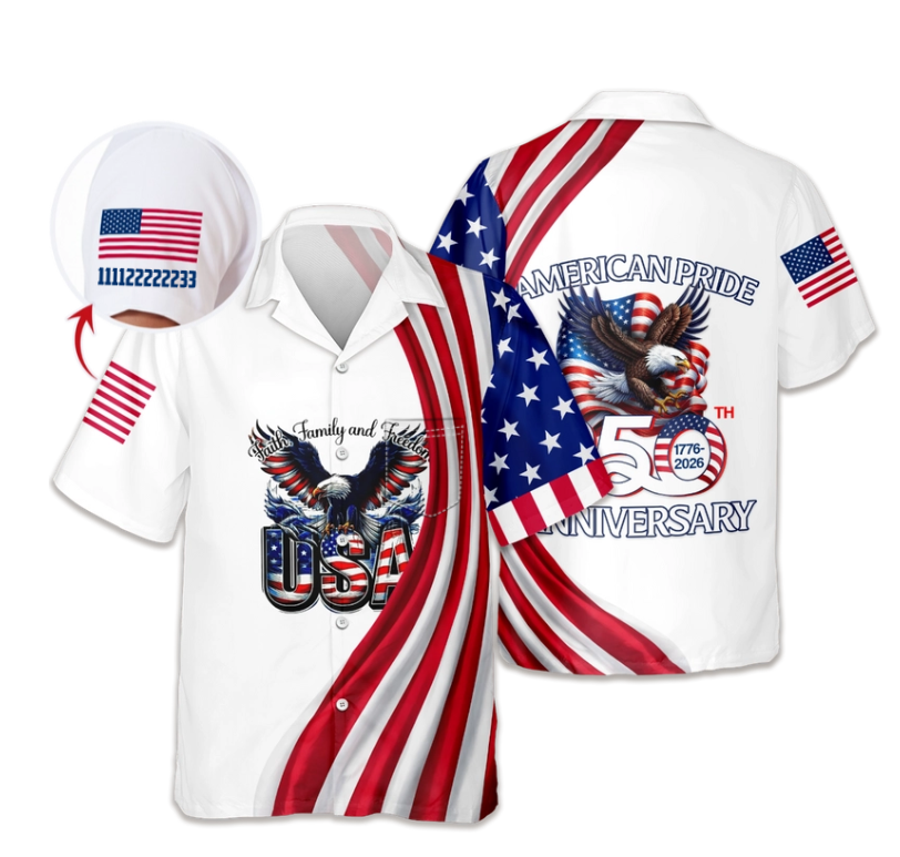 Custom Name American Pride Patriotic 250th Anniversary Eagle Hawaii Shirt